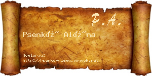 Psenkó Aléna névjegykártya
